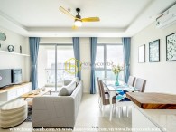 A warm living space with royal yellow tone in Diamond Island apartment