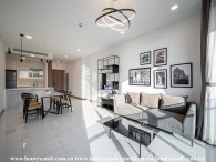 Cho thuê căn hộ cao cấp Sunwah Pearl với tông nề trắng đen hòa cùng màu gỗ nhẹ nhàng